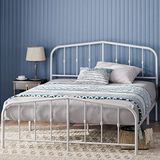 Zinus Heidi metalen platform, bedframe met hoofdeinde, spindel en opstapbeugel, stalen lamellenhouder, eenvoudige montage, 135 x 190 cm, zwart