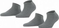 Falke Happy Uni Doublepack Dames Sneakersokken - Light Greymelange - Maat 39-42
