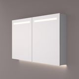 HIPP Design spiegelkast - Horizontale LED Banen en Indirecte LED - 100 x 70 x 14 cm - met Spiegelverwarming en 2 Geaarde Stopcontacten - Verstelbare Glazen Planchetten