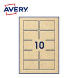Avery Zelfklevende Etiketten - Rechthoekig, 80 x 50 mm, 100 Stuks, Kraftpapier, Bruin