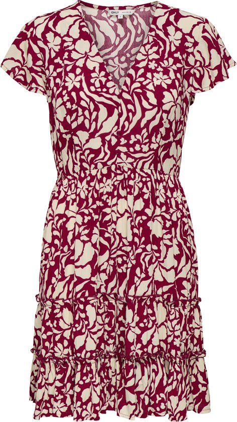 ONLY - ONLCLAUDETTE LIFE SS MINI DRESS WVN NOOS - Merlot - L