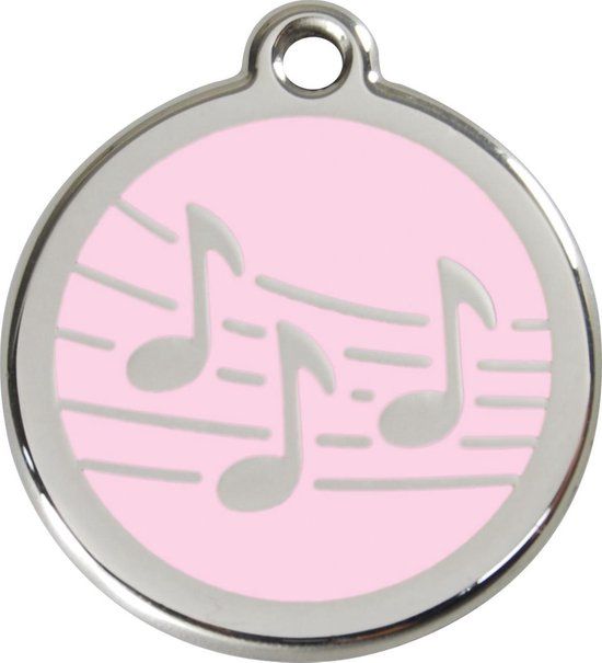 Red Dingo Penning Roze met muzieknoten RVS Hond 3 cm