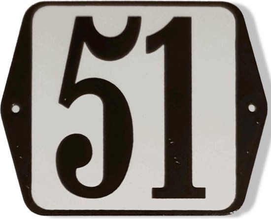Huisnummer standaard nummer 51 - Hout - Wit - 75 cm - 1 jaar garantie