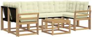 vidaXL Hoek loungeset 6 zitplaatsen Wit en crème Acacia hout