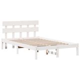 vidaXL Bedframe met hoofdeinde Wit 120 x 190 cm Massief grenenhout