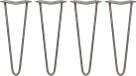 Skiski 4 x 35,5 cm pieds pour une table, modèle "hairpin", avec 2 renforts - 10 mm - acier brut
