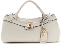 GUESS Ella Logo Girlfriend Satchel Stone Logo crème handtas
