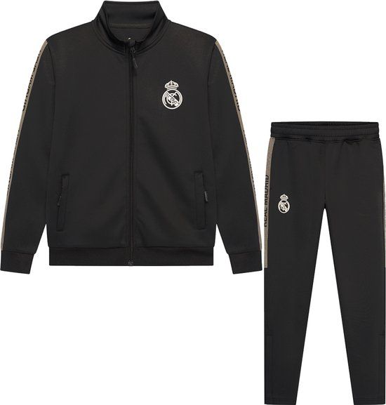 Real Madrid Trainingspak Kind - Vest + Trainingsbroek - Officiële Fanmerchandise - Zwart/Goud - Maat 116 t/m 164