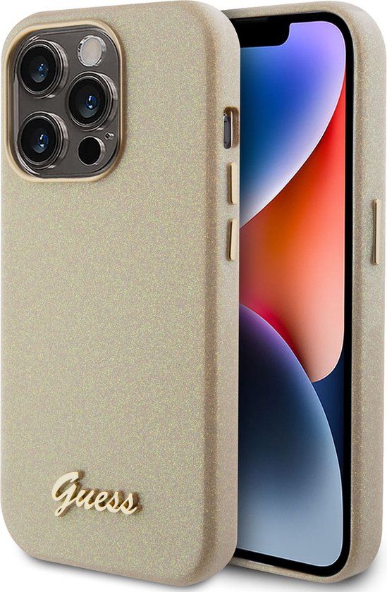 Guess Glitter Glossy Back Case for Apple iPhone 15 Pro - Gold
