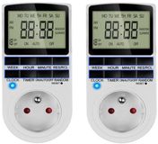 IZOXIS Tijdschakelaar - 2x - wit - binnen - programmeerbaar - met display - 230V