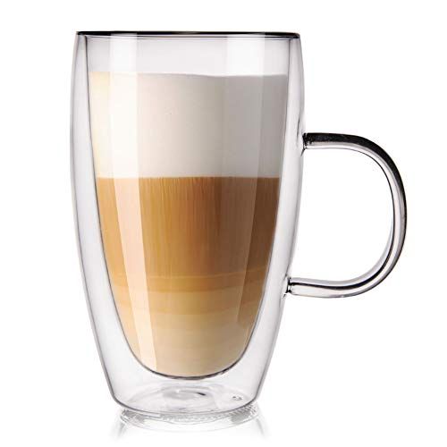 Orion Theeglas koffieglas dubbelwandige glazen thermoglas voor koffie latte cappuccino thee 430 ml