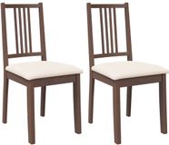 vidaXL Eetkamerstoelen met kussens 2 stuks massief hout rubber bruin
