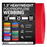 Strapworks Zware polypropyleen riem - robuuste polyethyleen riem voor reparatie van knutselapparatuur buitenshuis, 3,8 cm x 9,1 m, rood
