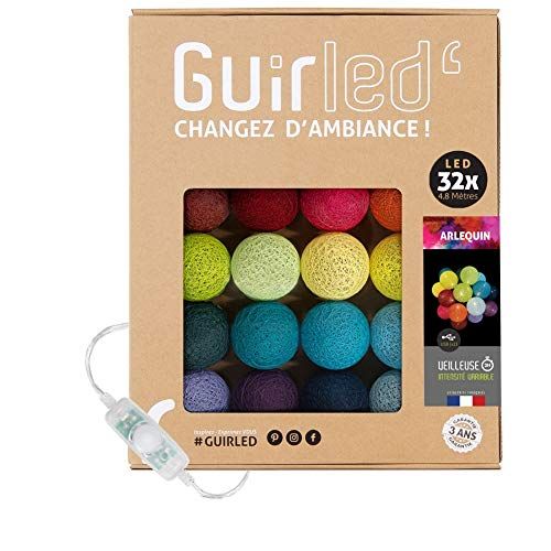 GuirLED Led-lichtsnoer met led-lamellenmotief, USB, 2 USB-poorten, 32 ballen, 3,2 m, harlekijn