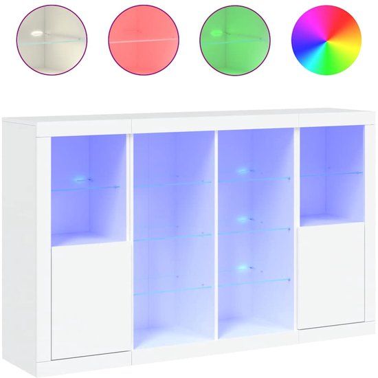 VidaXL Dressoirs met LED-verlichting 3 st bewerkt hout wit