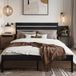 VECELO Bedframe, 140 x 200 cm, metalen bed met dik houten hoofdeinde en lattenbodem, tweepersoonsbed met opbergruimte onder het bed, perfect voor slaapkamer, zwart