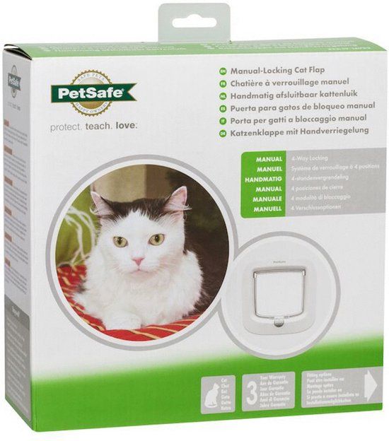 Petsafe Kattenluik Met 4-Weg Handmatig Veiligheidssysteem - Wit