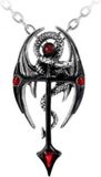 Alchemy Gothic Dragon Cross Unisex Halsketting - zwart/zilverkleurig