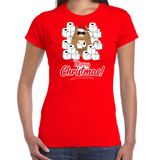 Bellatio Decorations Fout Kerstshirt Rood Hamsterende Kat Merry Christmas Dames XXL