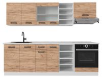 Vicco R-Line Unité de cuisine complète – 240 cm sans plan de travail Chêne doré/blanc