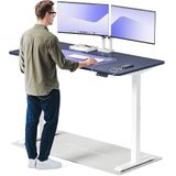 Desktronic HomeOne Zit-sta Bureau Elektrisch In Hoogte Verstelbaar, 160x80 cm Wit/Blauw, Stille Dubbele Motor, Hoogte 72-119cm