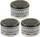 Urban Living Koektrommel - 3x - voorraadblik Biscuits - Versailles - metaal - wit/zwart - 17 x 11 cm