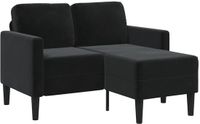 vidaXL Tweezitsbank met chaise longue L-vormig zwart 125 cm fluweel