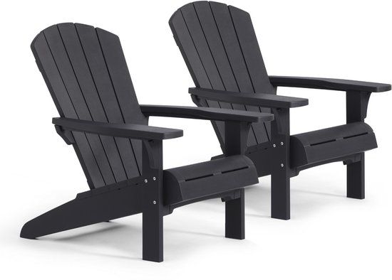 Keter Troy Adirondack Tuinstoel - 2 stuks - 85x80x96,5cm - Zwart