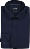 OLYMP Luxor 24/7 modern fit overhemd - popeline - marineblauw - Strijkvriendelijk - Boordmaat: 37