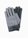 OMBRE Handschoenen - Effen Lichtgrijs Gemêleerd Leer, Polyester, Wol Mannen