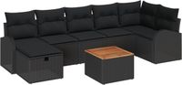 vidaXL Tuinset met 8 zitplaatsen, zwart, van polyrotan