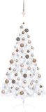vidaXL Kunstkerstboom Half 150 cm Wit met Verlichting