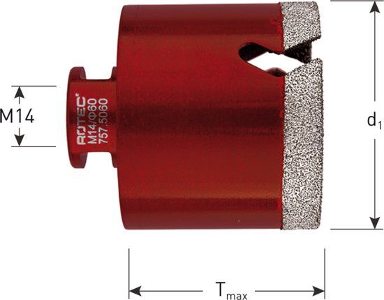Rotec GRANIET DIAMANTBOORKROON Ø12 X M14 PREMIUM
