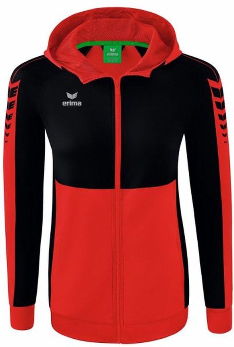 Erima Six Wings Trainingsjack Met Capuchon Dames Rood-Zwart Maat 38