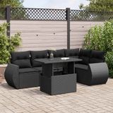 Maison Exclusive - Ensemble de meubles de jardin 6 pièces avec canapé et coussins, noir, en polyrotin