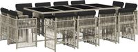 vidaXL 13-delige Tuinset met kussens, lichtgrijs, polyrotan