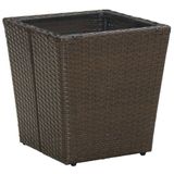 vidaXL Bijzettafel Bruin, 41,5x41,5x44 cm, Polyrotan en gehard glas