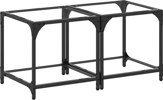 vidaXL Salontafel Set van 2 met Transparant Glazen Blad en Stalen Onderstel