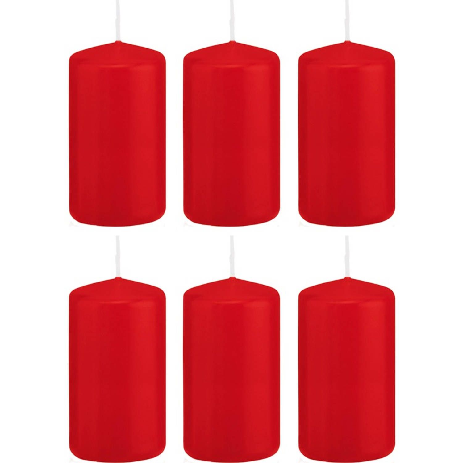 Trend Candles 6x Rode cilinderkaarsen/stompkaarsen 6 x 12 cm - Geurloos