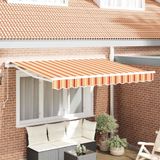 Maison Exclusive - Parasol manuel, 3,5 x 2 mètres, rayé jaune, orange et blanc