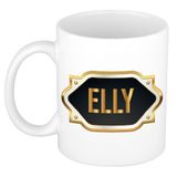 Bellatio Decorations Elly naam cadeau mok / beker met gouden embleem - kado verjaardag/ moeder/ pensioen/ geslaagd/ bedankt