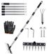 Désherbeur avec manche 185 cm - Acier inoxydable - 8 dents - Poignée antidérapante