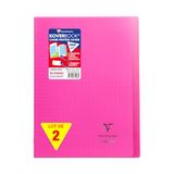 Clairefontaine 971408AMZC Pak met 2 Geniete Schriften Koverbook Roze - A4 21x29,7 cm - 96 Pagina's Grote Ruitjes - Wit Papier 90 g - Polypro Omslag