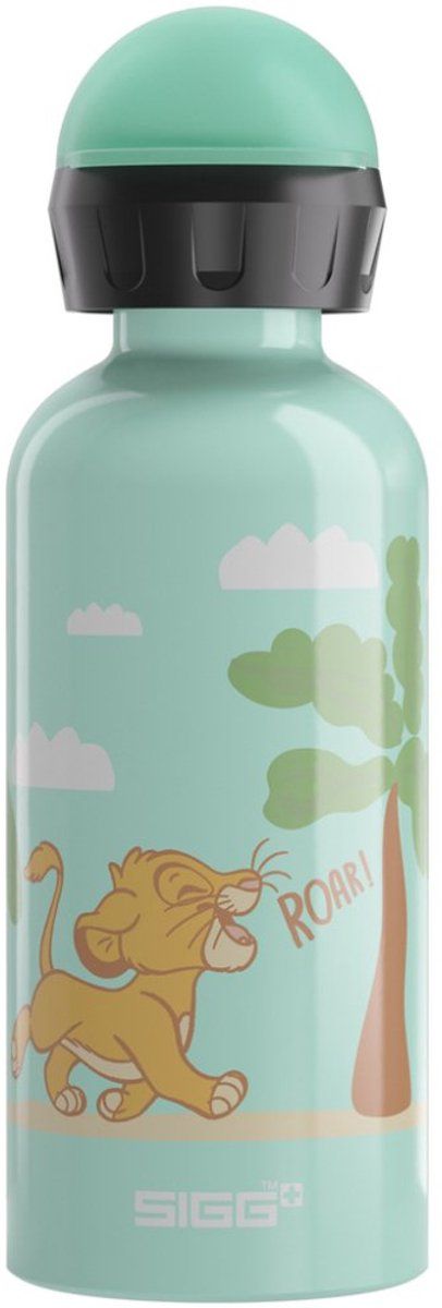 SIGG Aluminium drinkfles voor kinderen - KBT Disney Simba Roar - Leeuwenkoning - Lekvrij en onbreekbaar - Vederlicht - BPA-vrij - Klimaatneutraal gecertificeerd - Sport & School - Witgroen - 0,4L