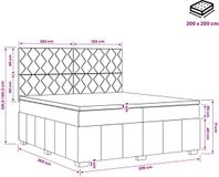 vidaXL LED Boxspringbed met Matras Lichtgrijs 200 x 200 cm Stof