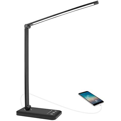 AUELEK Led-bureaulamp, oplaadbaar, opvouwbaar, verstelbaar, 10 helderheidsniveaus, 5 verlichtingsmodi en USB-oplaadpoort [energieklasse A+++]