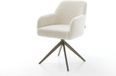 DELIFE Chaise de salle à manger Greg-Flex cadre croisé large titane teddy beige pivotant à 360° fonction bascule noyau à ressorts ensachés
