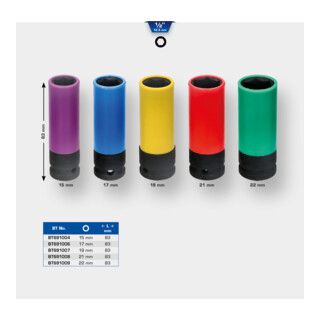 Brilliant Tools 1/2" Impact Socket for Aluminum Rims, 19 mm - 1 Piece