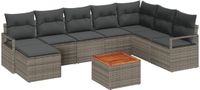 vidaXL Tuinbank - Set - 9 - st - Grijs - poly - rattan