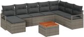 vidaXL Banc de jardin - Set - 9 - pièces - Gris - poly - rotin